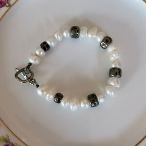 AS Israel Sterling Silver and Pearl Bracelet